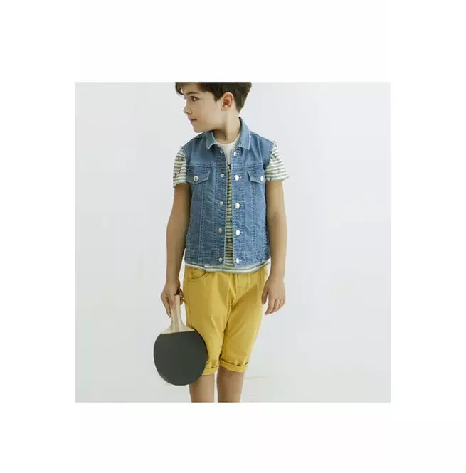 Vintage Th183 Vt003 Denim Vest for Kids - 100% Cotton Fashion