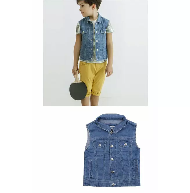 Vintage Th183 Vt003 Denim Vest for Kids - 100% Cotton Fashion