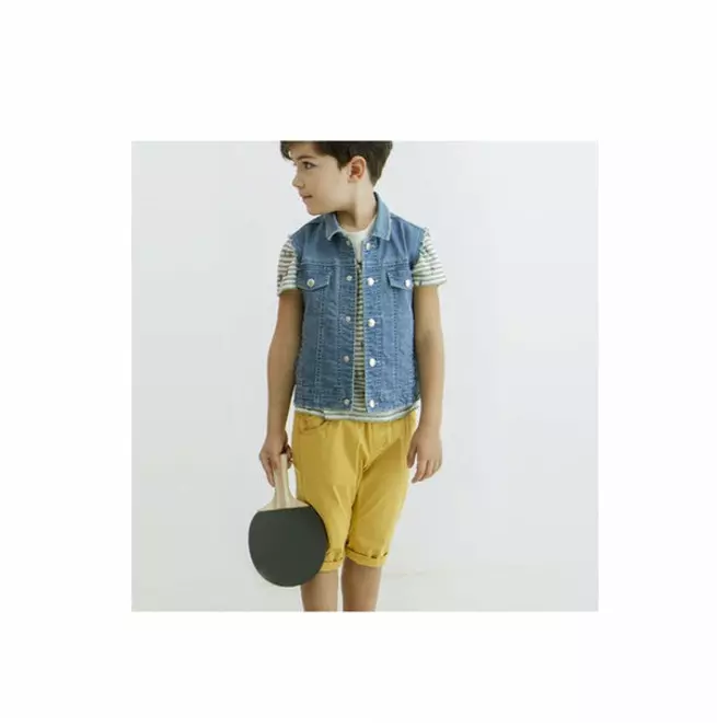 Vintage Th183 Vt003 Denim Vest for Kids - 100% Cotton Fashion