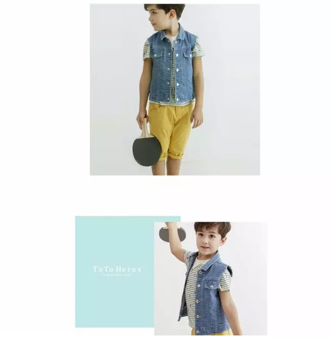 Vintage Th183 Vt003 Denim Vest for Kids - 100% Cotton Fashion