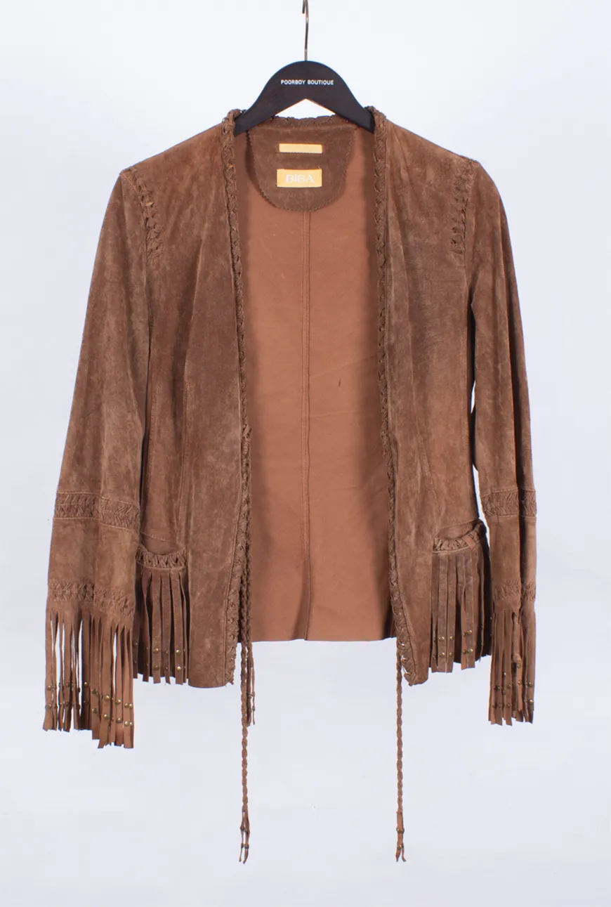 Vintage Western Leather Tassel Jacket | Vintage Clothing Shop