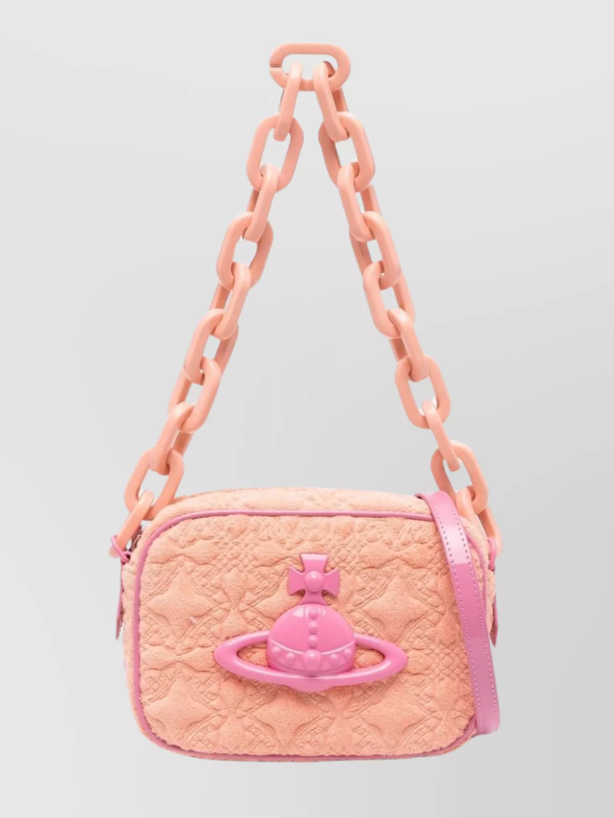 Vivienne Westwood   Peach embroidered shoulder bag with chain handle