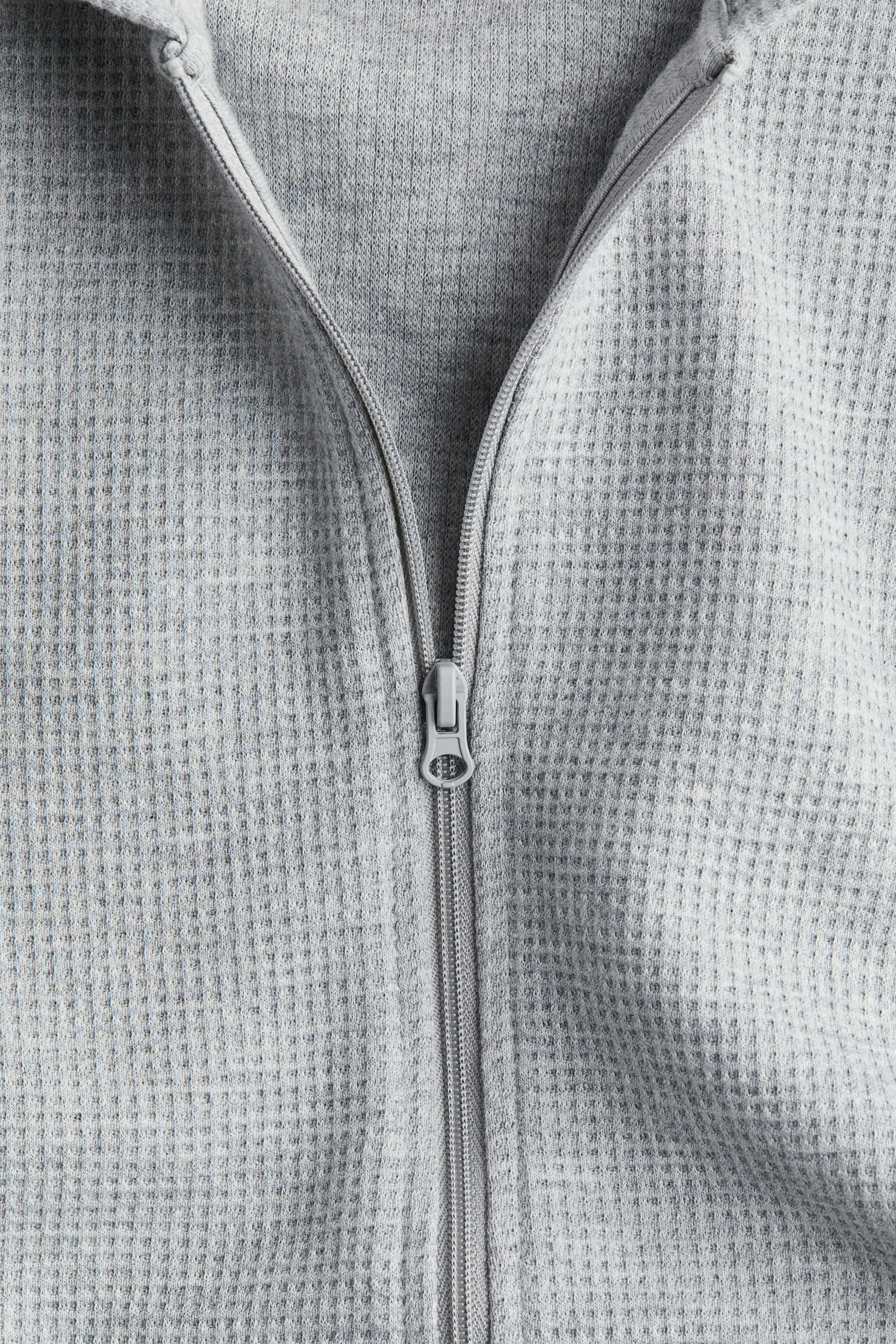 Waffled zip-through hoodie - Long sleeve - Short - Light grey marl - Ladies | H&M GB