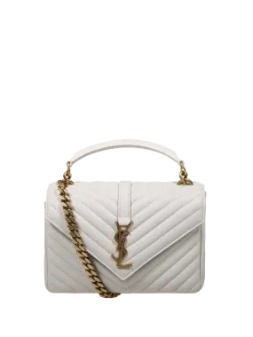 WOMAN SAINT LAURENT WHITE LEATHER COLLEGE MEDIUM BAG