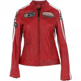 Women's Fashion Leather Biker Style Jacket Red: 1133