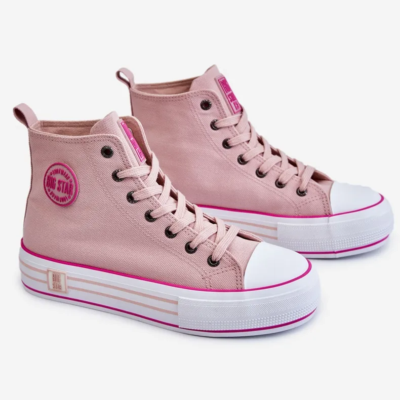 Women's High Textile Platform Sneakers Big Star LL274186 Pink