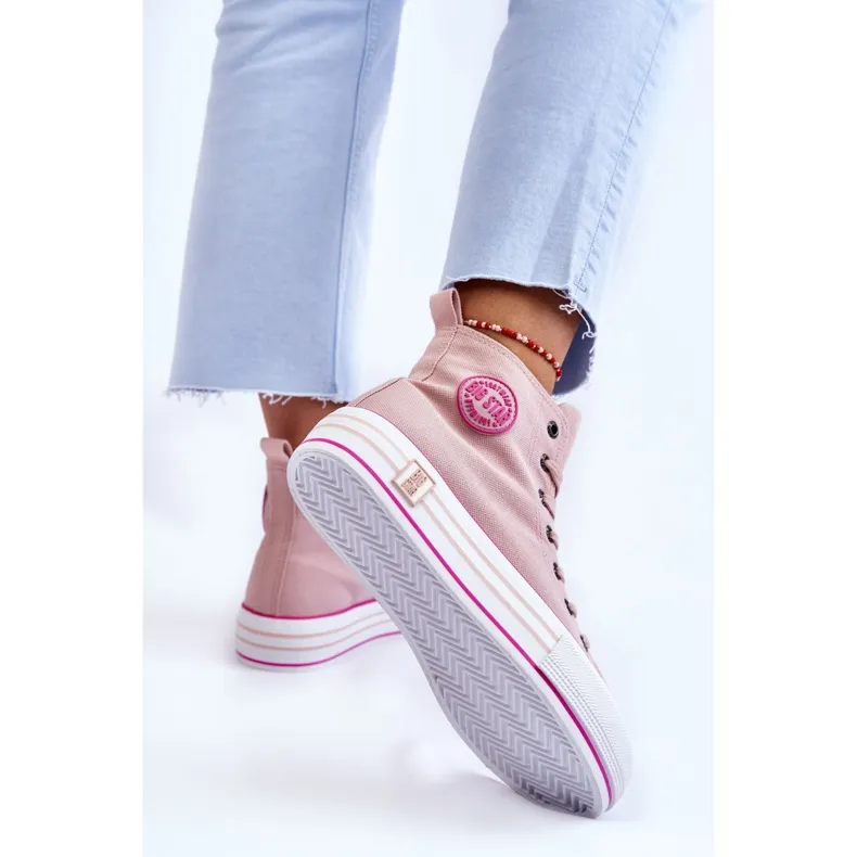 Women's High Textile Platform Sneakers Big Star LL274186 Pink