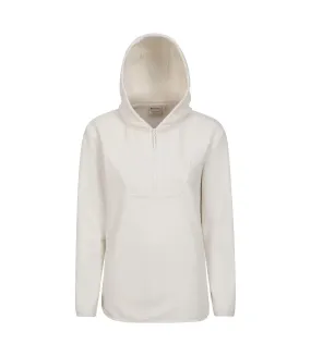 Womens/ladies corrie hooded half zip fleece top cream Mountain Warehouse