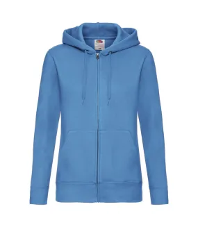 Womens/ladies lady fit full zip hoodie azure Fruit of the Loom