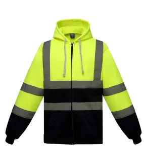 Yoko Mens Hi Visibility Full Zip Reflective Work Hoodie (Yellow/ Navy) - UTRW5256