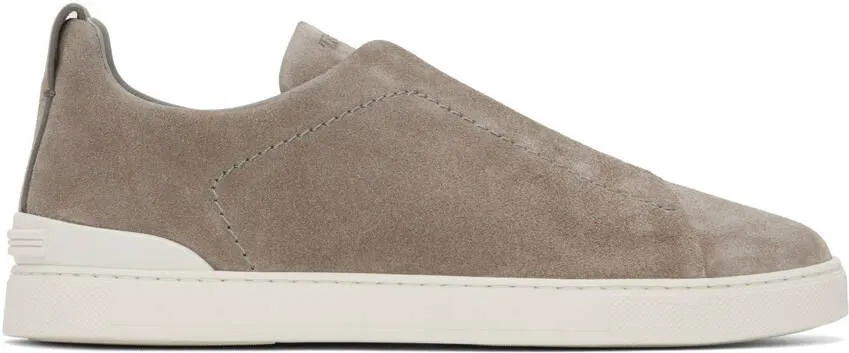 ZEGNA Gray Triple Stitch Sneakers