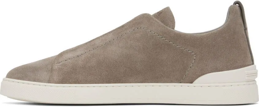 ZEGNA Gray Triple Stitch Sneakers