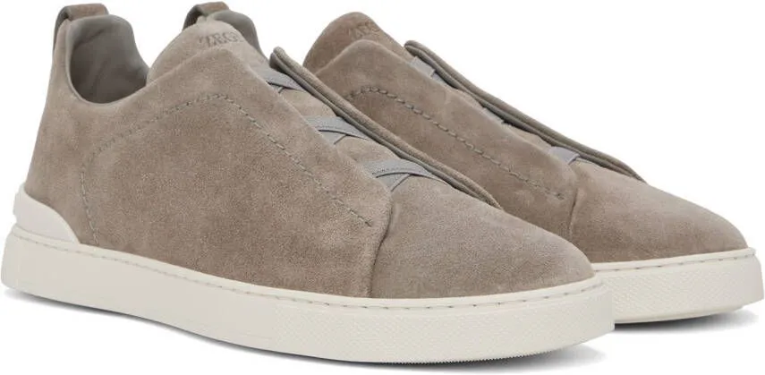 ZEGNA Gray Triple Stitch Sneakers